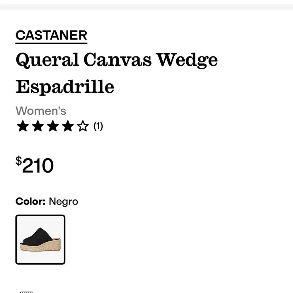 New CASTANER Black Canvas Peep-Toe Wedge Espadrilles. Size 39
